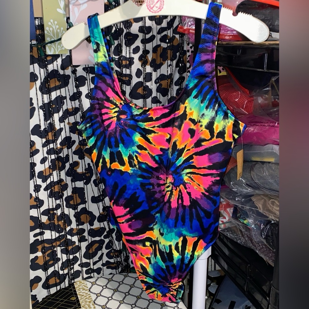 VICTORIA SECRET PINK RAINBOW TIE DYE ONE PIECE BATHING SUIT